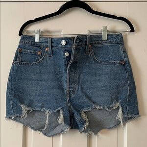 Levi's 501 Classic Blue Distressed Jean Shorts